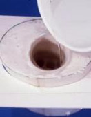 Ausspülen der form mit einer Kalialaunlösung vor dem Ausgiessen mit Gips oder gipsähnlichem Gussmaterialgiessen der Form mit Ausgussmaterial